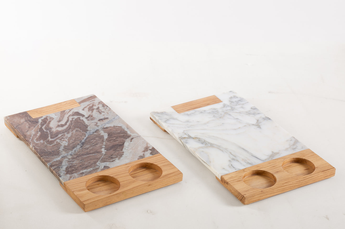 Service Tray Marble with Sause Cup Holder Wood