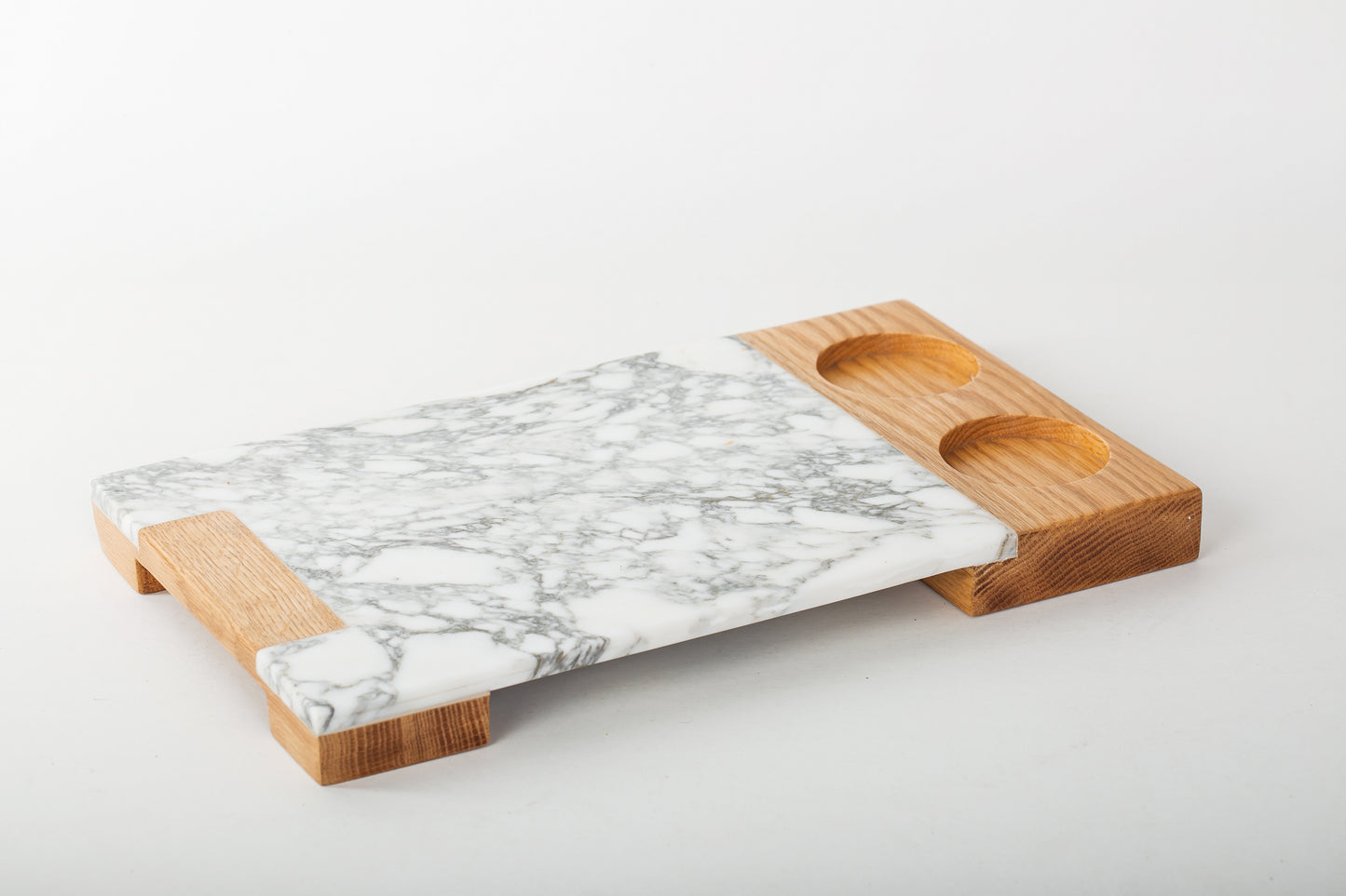 Service Tray Marble with Sause Cup Holder Wood