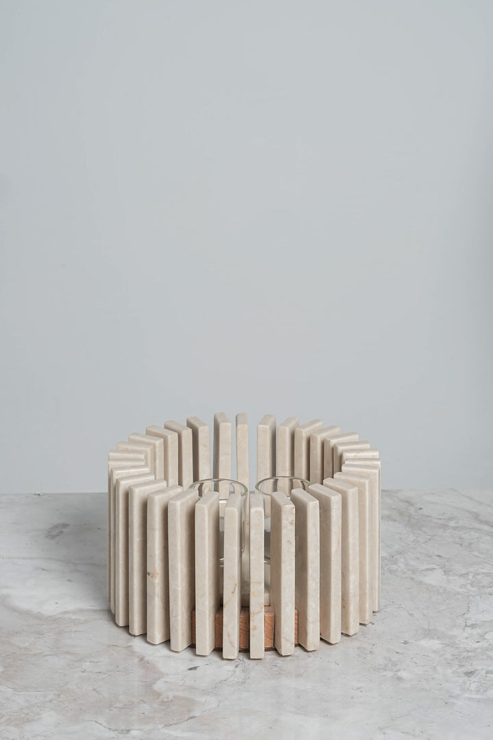 round marble candle holder