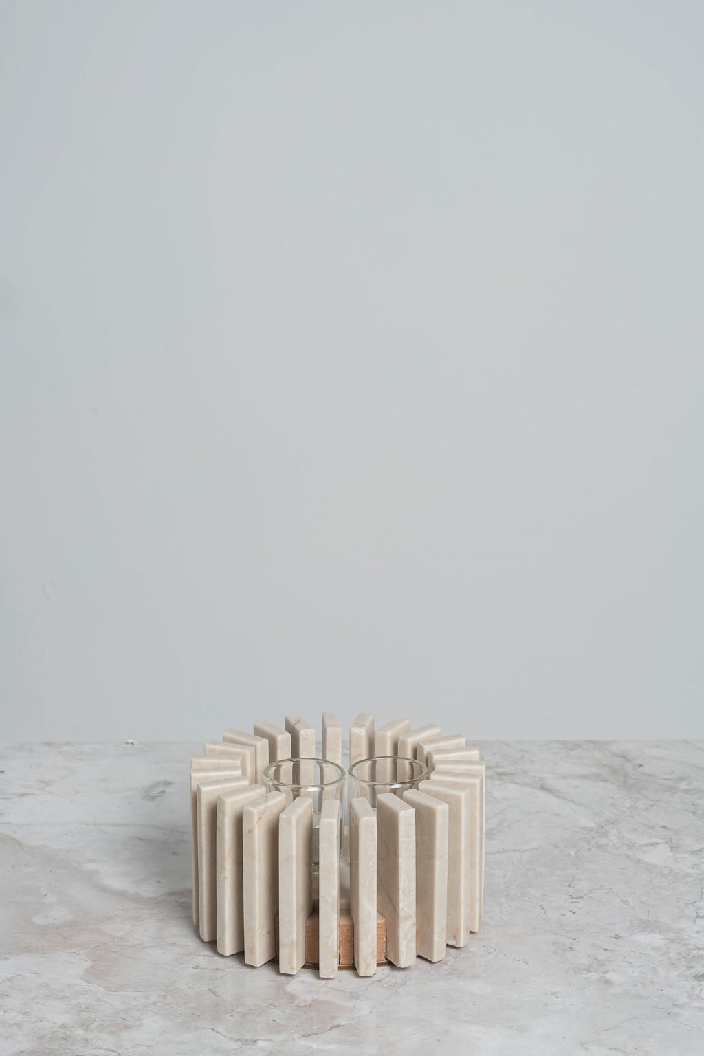 round marble candle holder