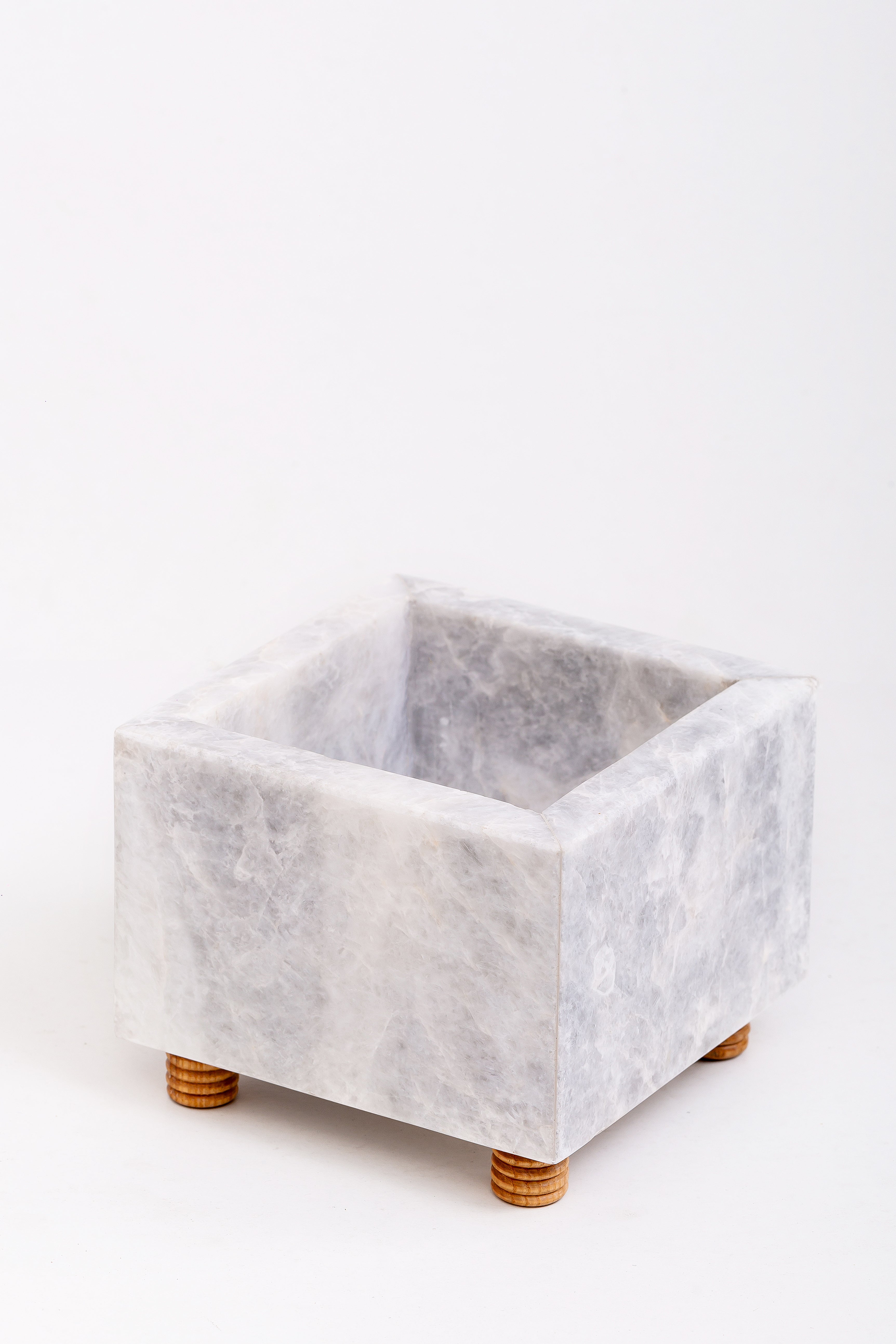marble plant pots Marble Flower Pot with Wood Support INS-017 – Luxos Designs
