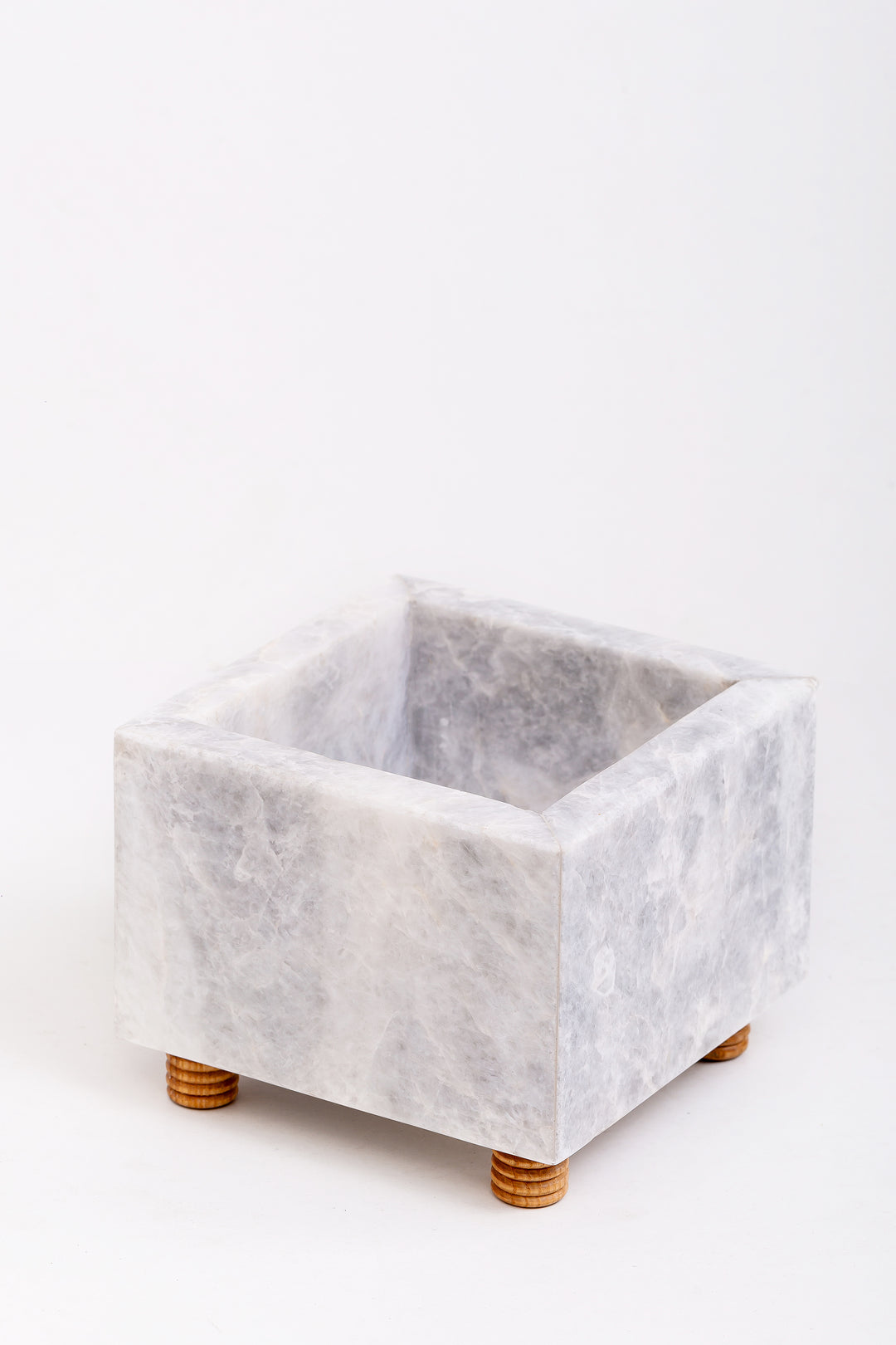 Marble Flower Pot with Wood Support INS-017