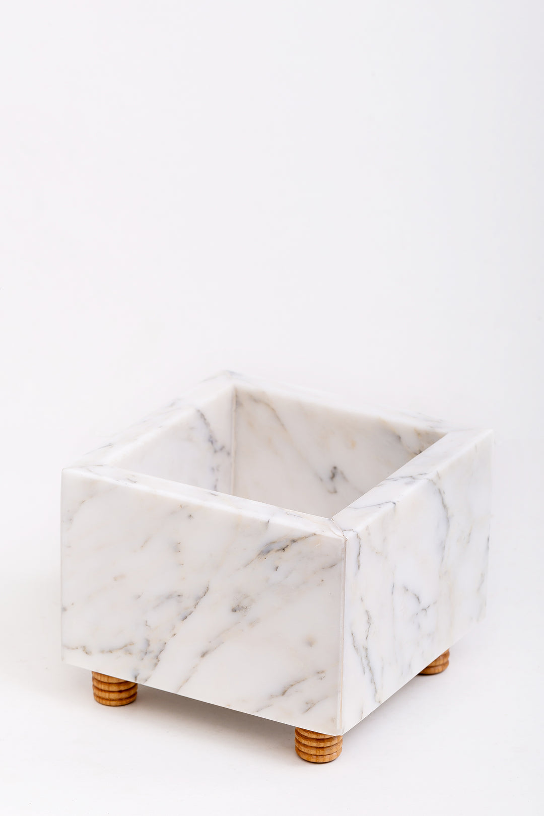 Marble Flower Pot with Wood Support INS-017