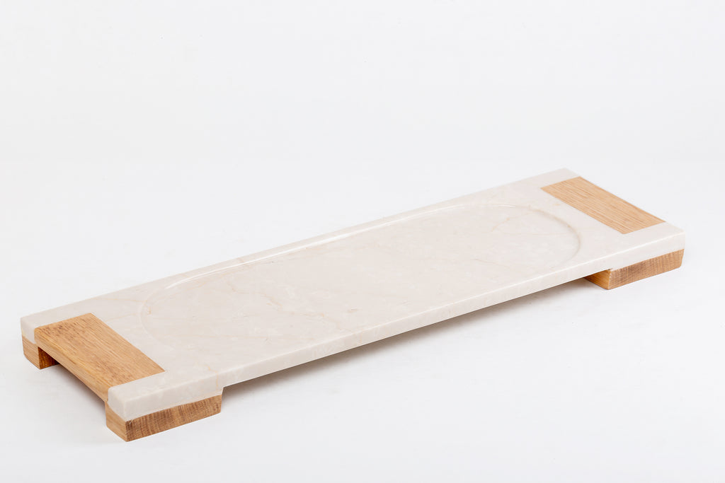 Service Tray Marble + Wood Hand